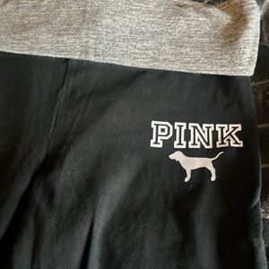 Victoria’s Secret PINK Black/Grey Foldover Yoga Pants /Flared Leggings - Size M